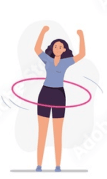 Cartoon woman using a hula hoop