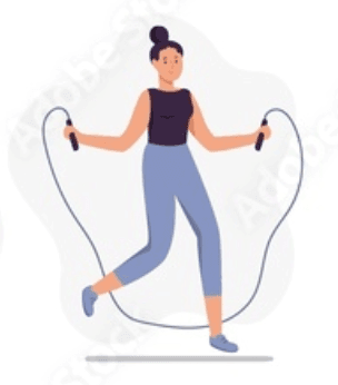 Cartoon Woman skipping rope 