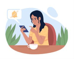Bystander woman watching someone being cancelled and bullied on her smartphone and turning it off