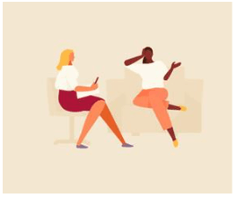 Two Women Sitting and Talking